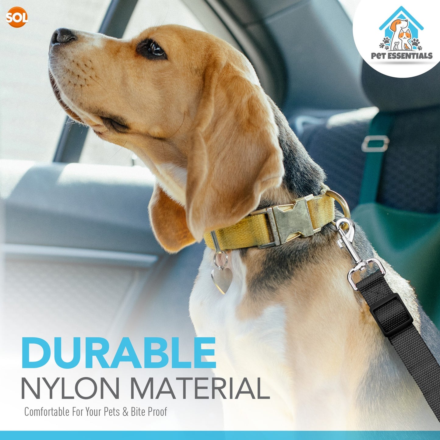 2-Pack Adjustable Dog Car Seat Belt - Travel Safety Restraint.