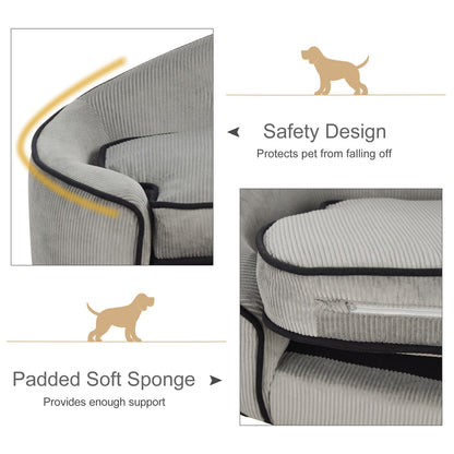 Raised Dog Sofa Bed - Soft Padded Pet Couch For Small Dogs.