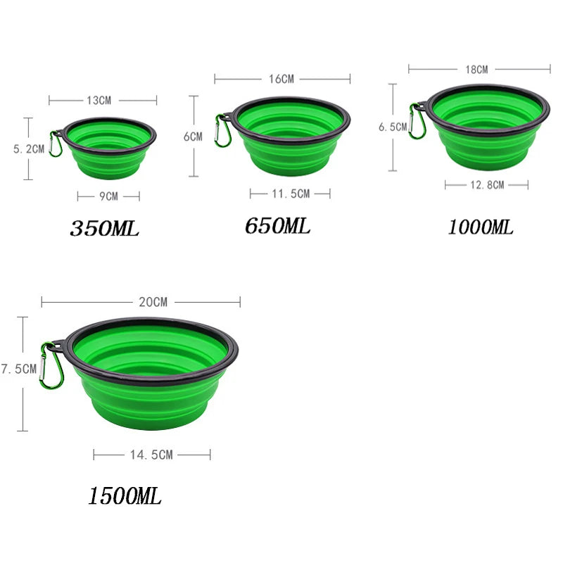Collapsible Dog Travel Bowl -  Portable Silicone Food & Water Bowl.