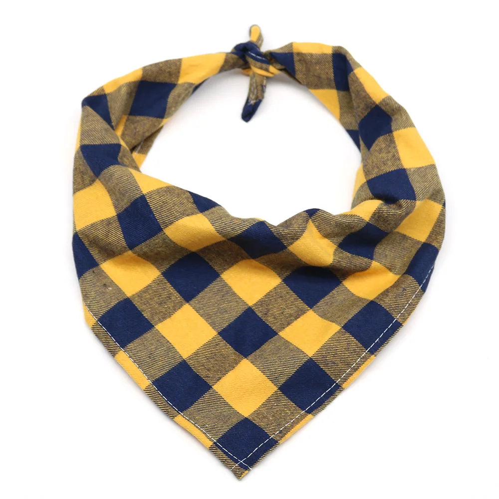 Classic Check Dog Bandana - Soft Neck Scarf For Dogs.