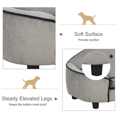 Raised Dog Sofa Bed - Soft Padded Pet Couch For Small Dogs.