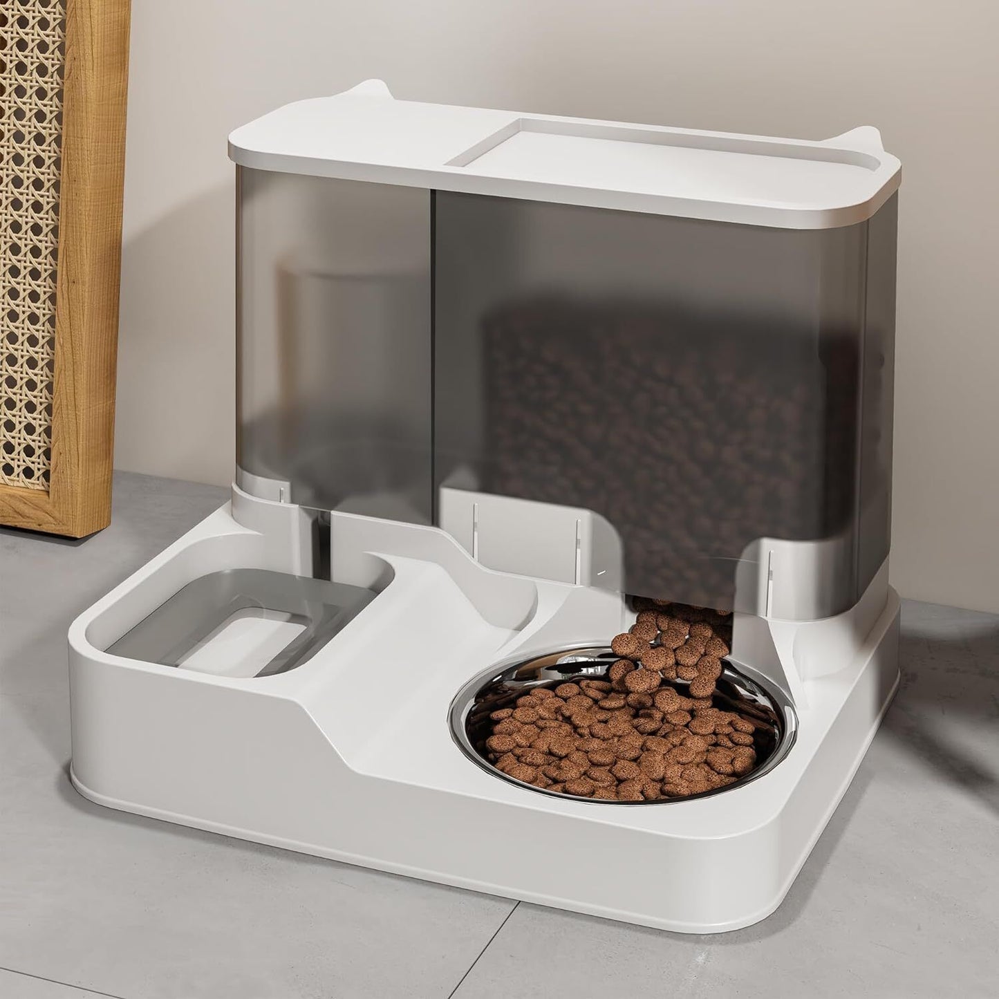 2-In-1 Feeder Food Water Dispenser Bowl Automatic Dog & Self Feeding