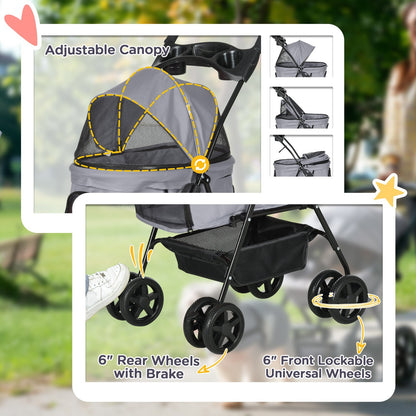 Foldable Pet Stroller - Comfortable Travel Pushchair for Small Dogs & Cats.