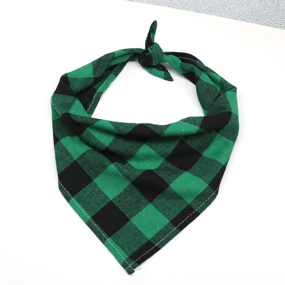 Classic Check Dog Bandana - Soft Neck Scarf For Dogs.