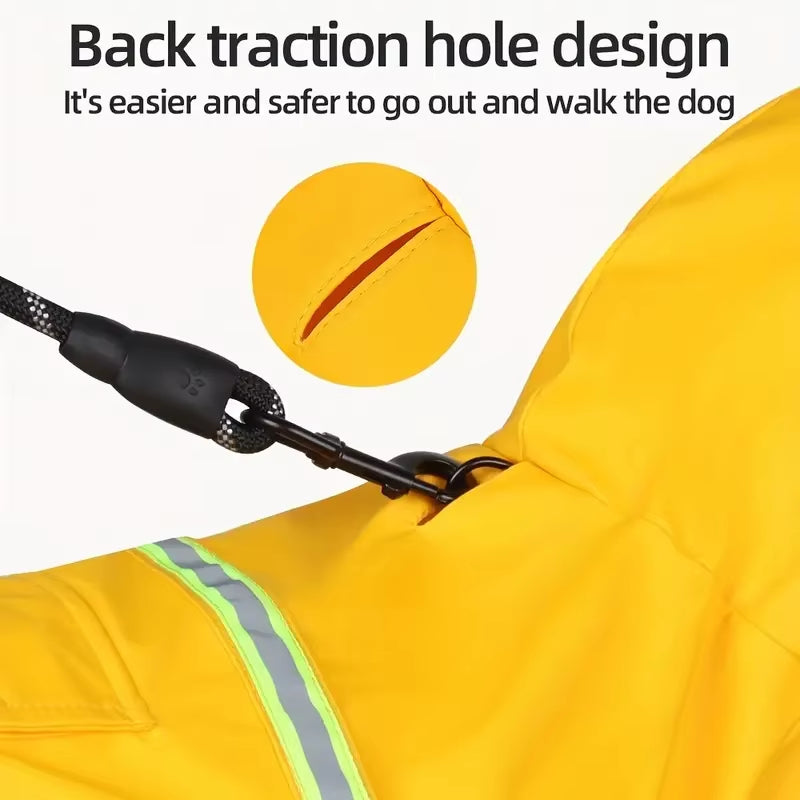 Reflective Waterproof Dog Raincoat with Hood. 