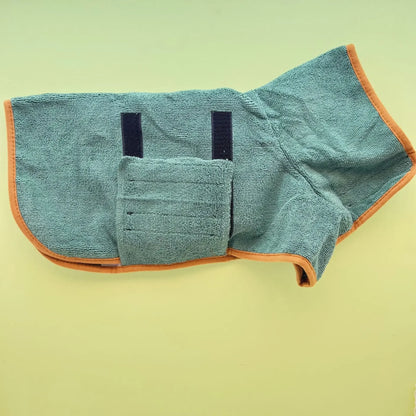 Microfibre Dog Bathrobe - Quick Dry Absorbent Towel Coat for Dogs.