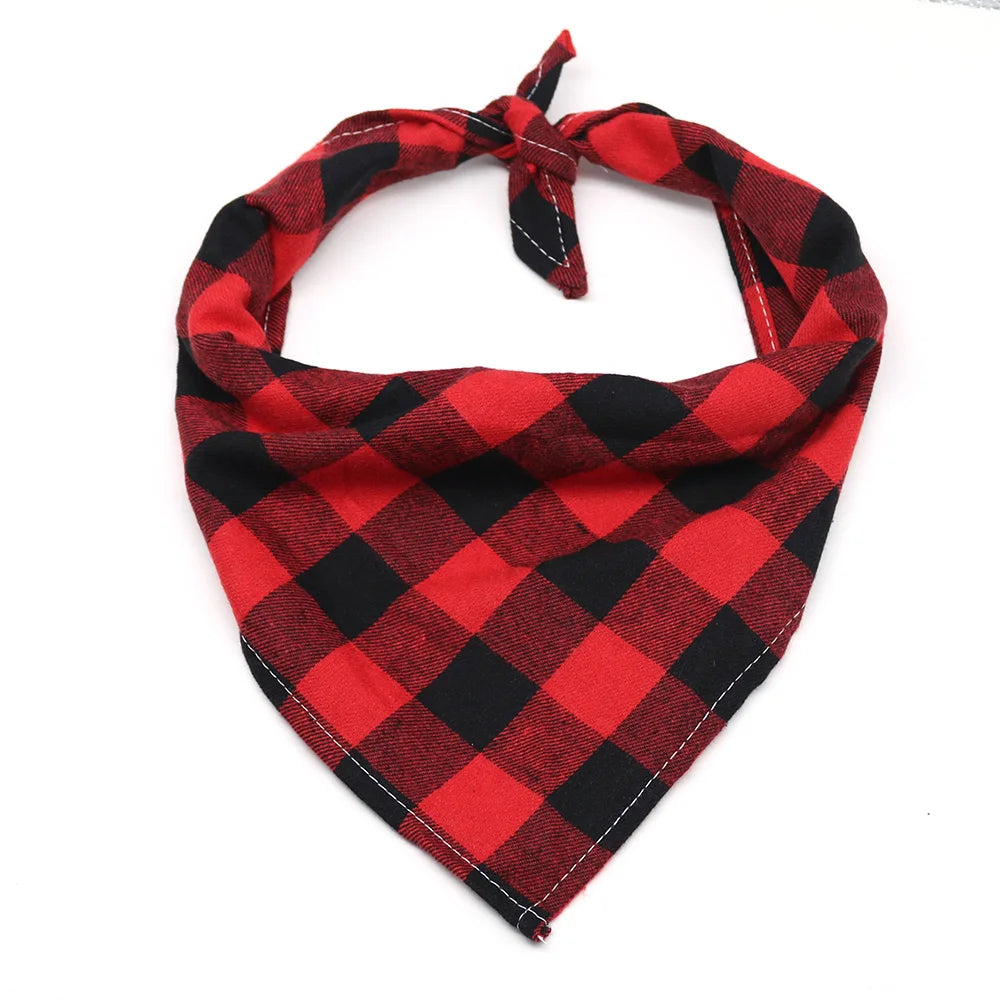 Classic Check Dog Bandana - Soft Neck Scarf For Dogs.