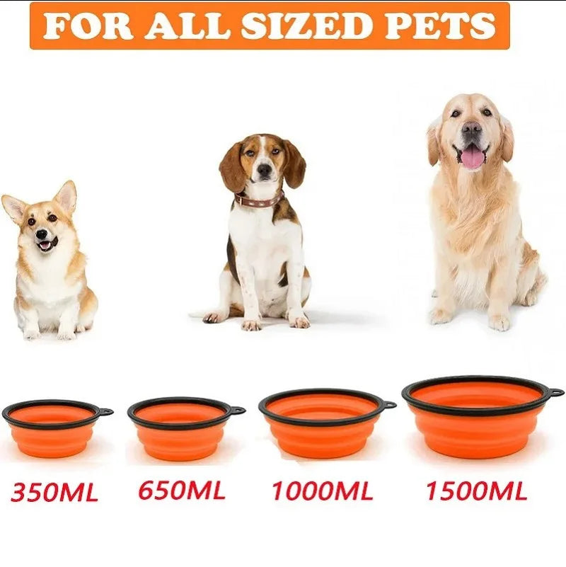 Collapsible Dog Travel Bowl -  Portable Silicone Food & Water Bowl.