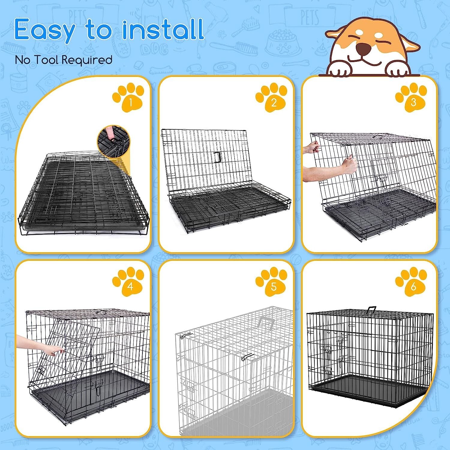 Heavy Duty Folding Dog Crate & Training Cage - Multiple Sizes Available