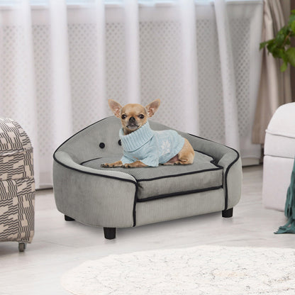 Raised Dog Sofa Bed - Soft Padded Pet Couch For Small Dogs.