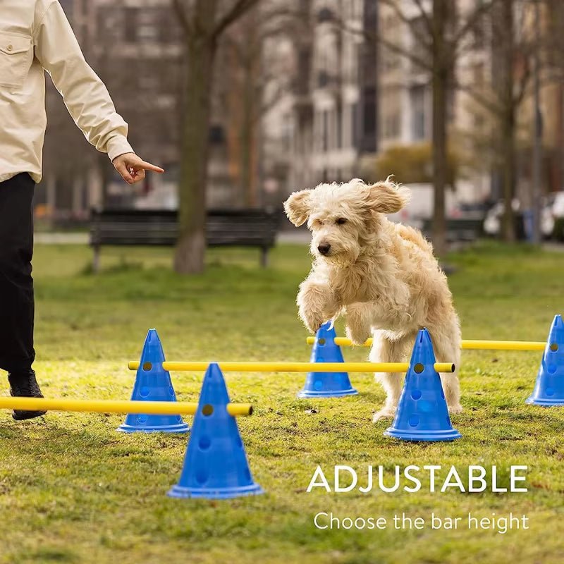Dog Agility Jump set - Adjustable Training Hurdles & Obstacle Equipment.