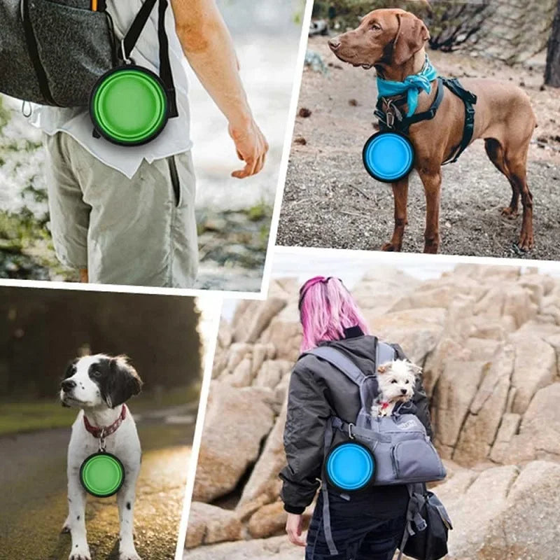 Collapsible Dog Travel Bowl -  Portable Silicone Food & Water Bowl.
