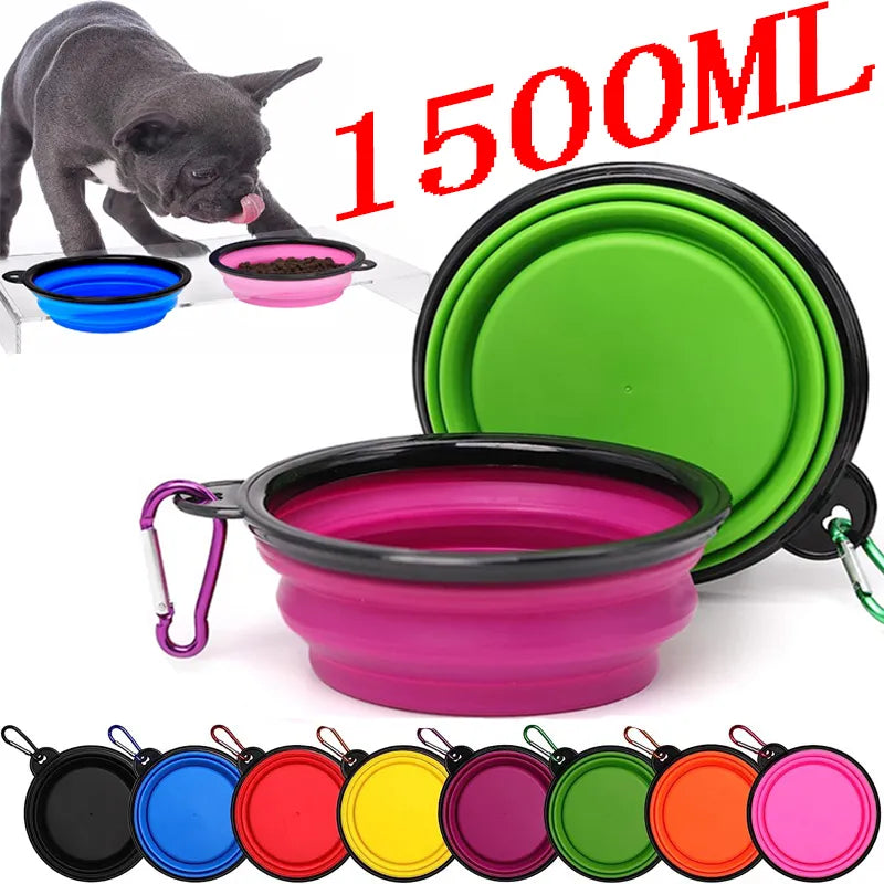 Collapsible Dog Travel Bowl -  Portable Silicone Food & Water Bowl.