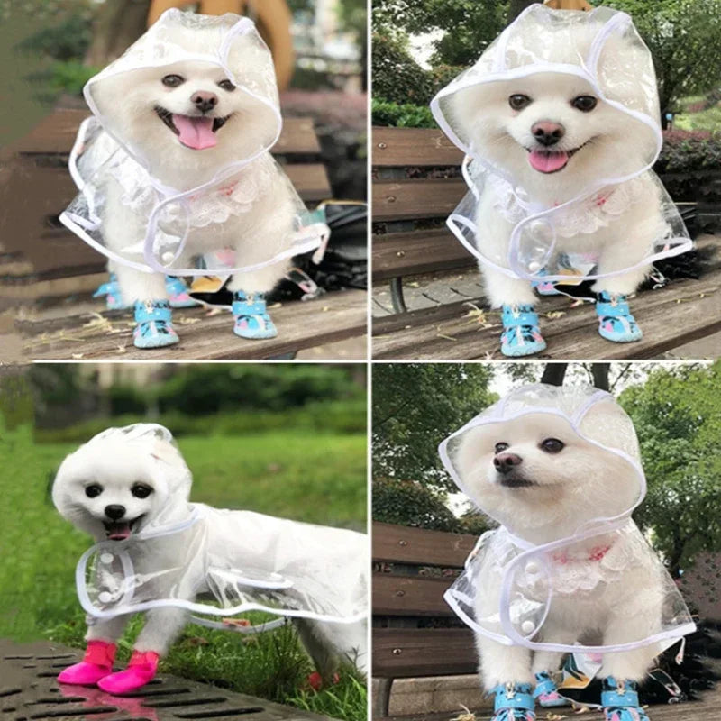 Waterproof Dog Raincoat - Lightweight Clear Rain Jacket for Dogs.