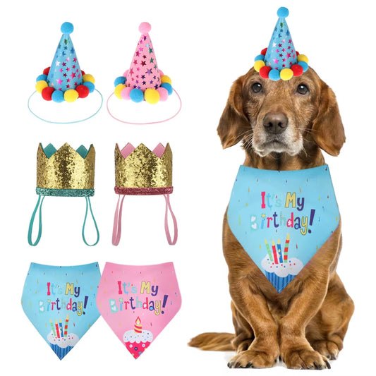 Pet Birthday Hat & Bib - Cute Party Accessories For Dogs & Cats.
