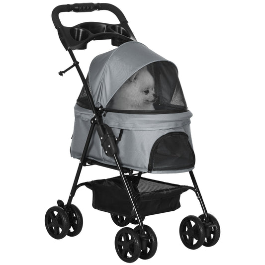 Foldable Pet Stroller - Comfortable Travel Pushchair for Small Dogs & Cats.