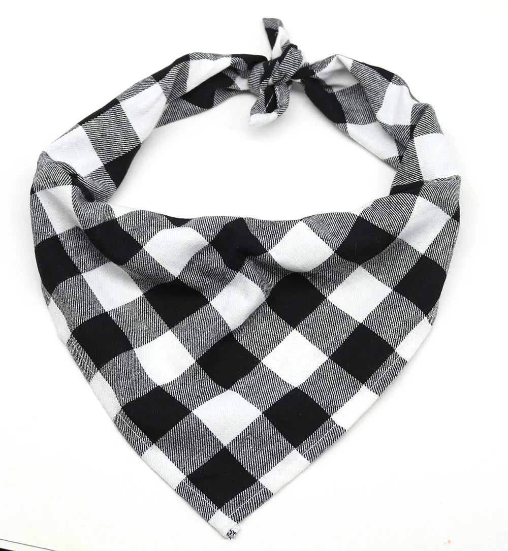 Classic Check Dog Bandana - Soft Neck Scarf For Dogs.