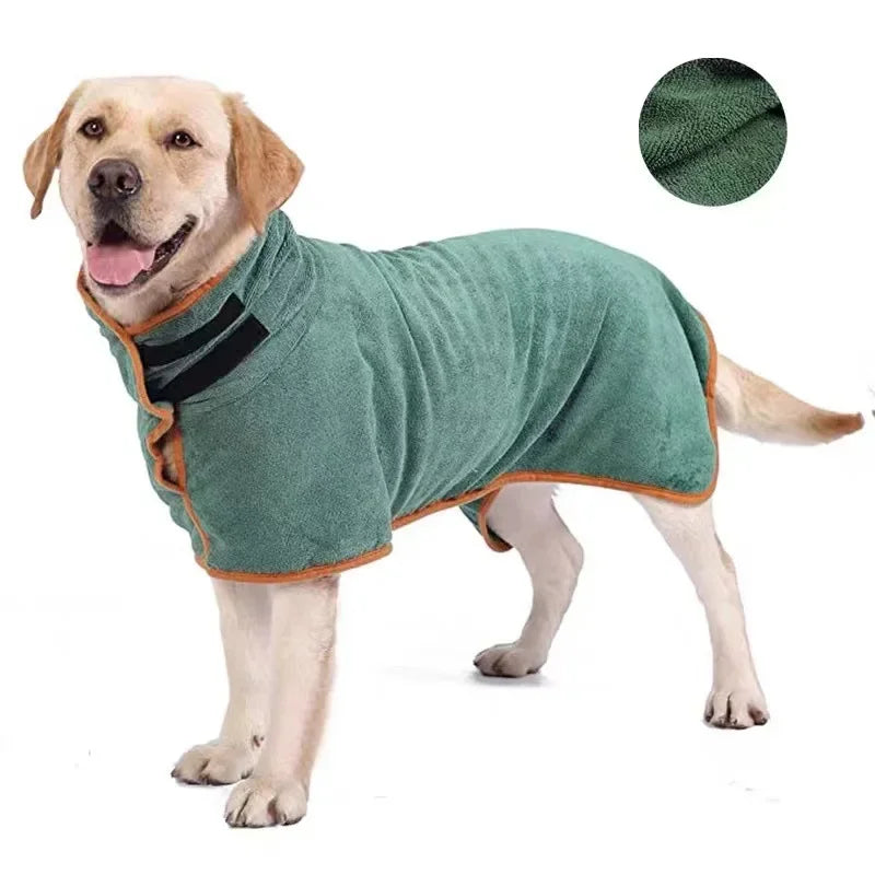 Microfibre Dog Bathrobe - Quick Dry Absorbent Towel Coat for Dogs.