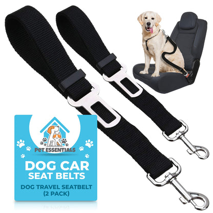 2-Pack Adjustable Dog Car Seat Belt - Travel Safety Restraint.