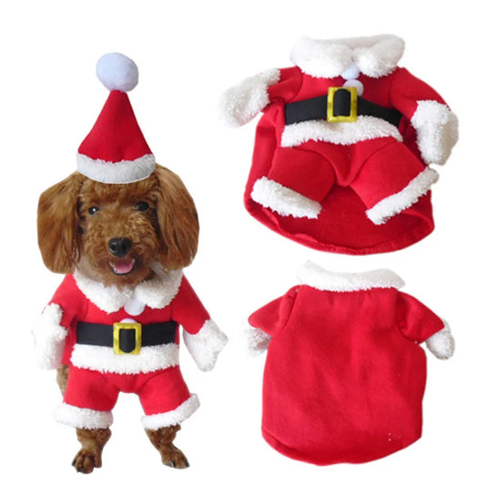Santa Dog Costume with Hat - Christmas Outfit For Dogs.