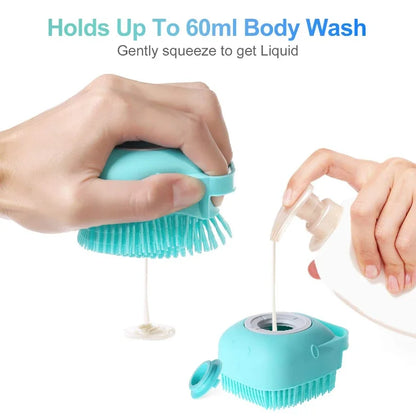 2-in-1 Silicone Shampoo Brush & Bath Massager for Dogs & Cats.