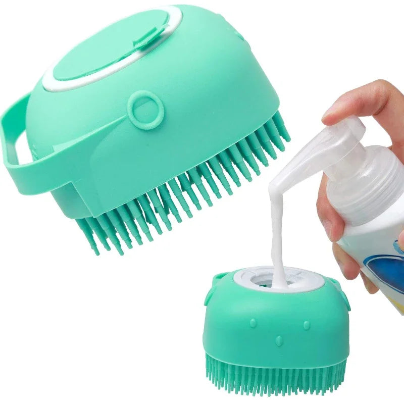 2-in-1 Silicone Shampoo Brush & Bath Massager for Dogs & Cats.