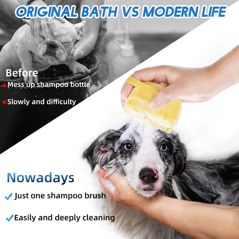 2-in-1 Silicone Shampoo Brush & Bath Massager for Dogs & Cats.