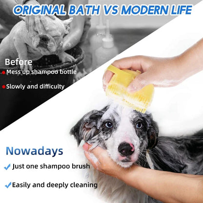 2-in-1 Silicone Shampoo Brush & Bath Massager for Dogs & Cats.