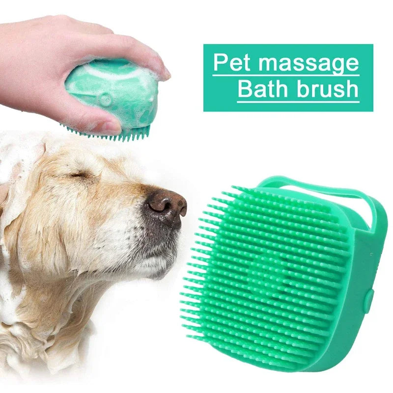 2-in-1 Silicone Shampoo Brush & Bath Massager for Dogs & Cats.