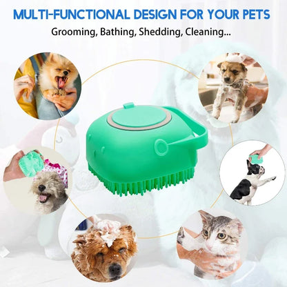 2-in-1 Silicone Shampoo Brush & Bath Massager for Dogs & Cats.