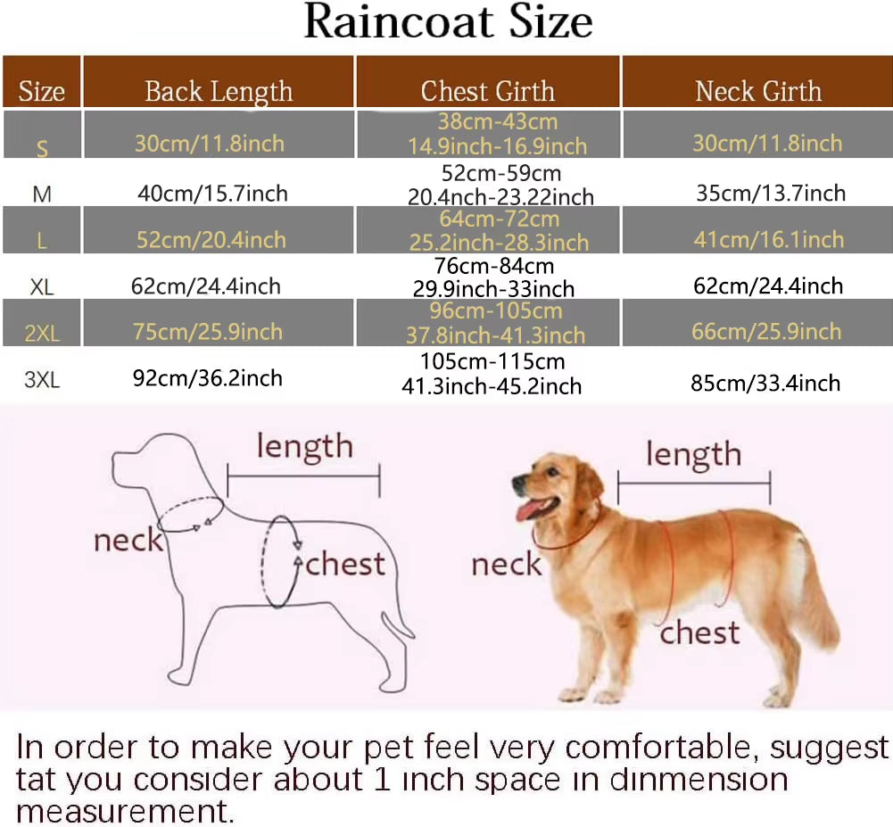 Reflective Waterproof Dog Raincoat with Hood. 