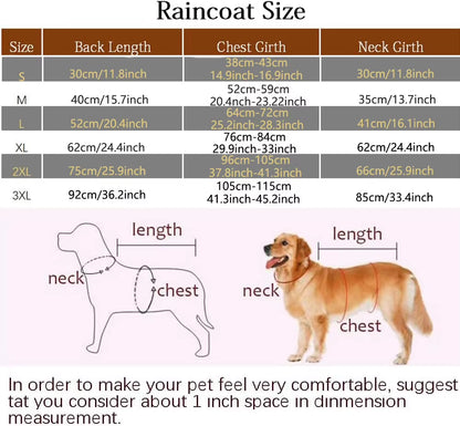 Reflective Waterproof Dog Raincoat with Hood. 