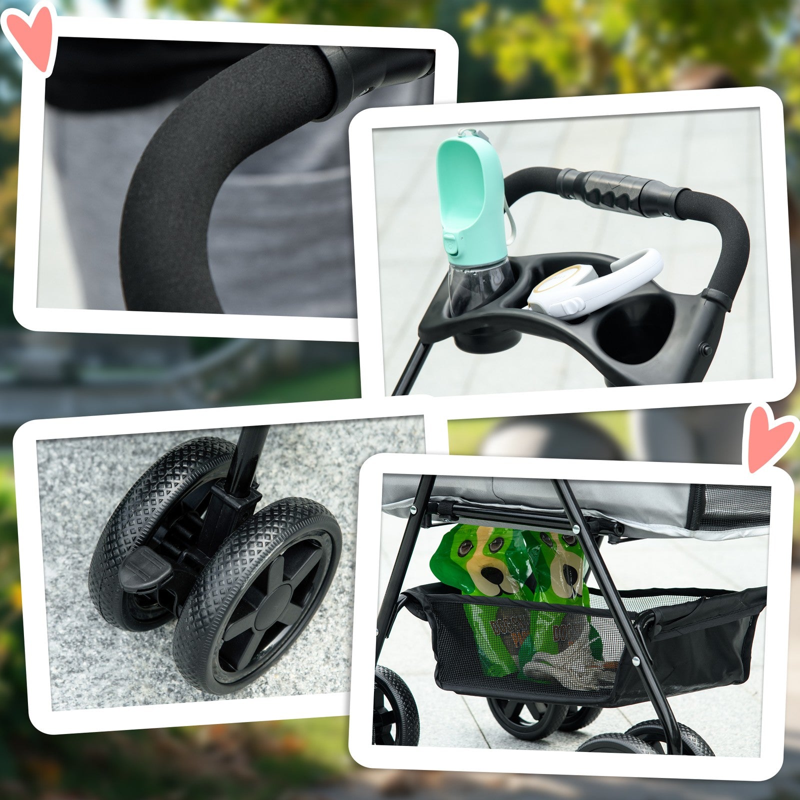 Foldable Pet Stroller - Comfortable Travel Pushchair for Small Dogs & Cats.