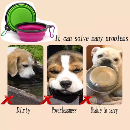 Collapsible Dog Travel Bowl -  Portable Silicone Food & Water Bowl.
