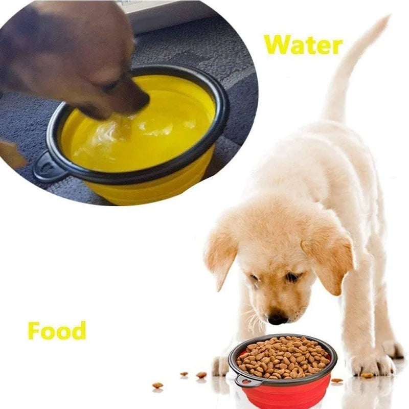 Collapsible Dog Travel Bowl -  Portable Silicone Food & Water Bowl.