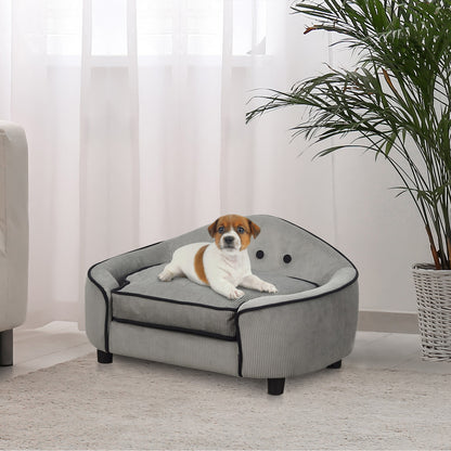 Raised Dog Sofa Bed - Soft Padded Pet Couch For Small Dogs.