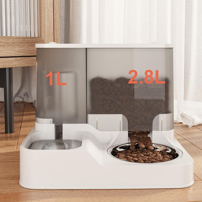 2-In-1 Feeder Food Water Dispenser Bowl Automatic Dog & Self Feeding
