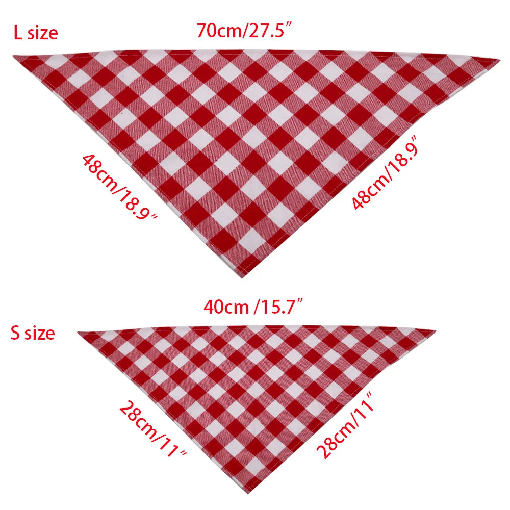 Classic Check Dog Bandana - Soft Neck Scarf For Dogs.
