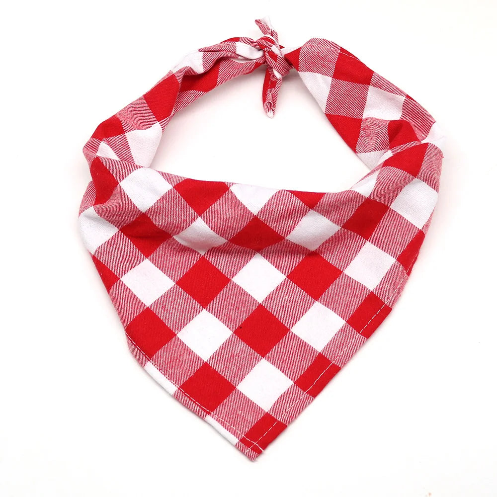 Classic Check Dog Bandana - Soft Neck Scarf For Dogs.