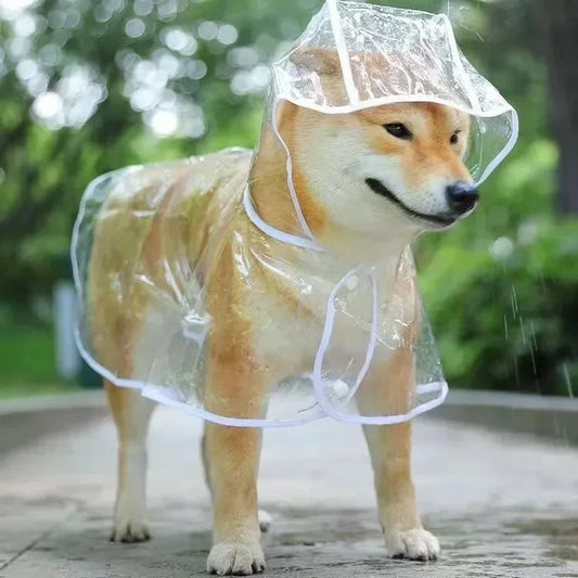 Waterproof Dog Raincoat - Lightweight Clear Rain Jacket for Dogs.
