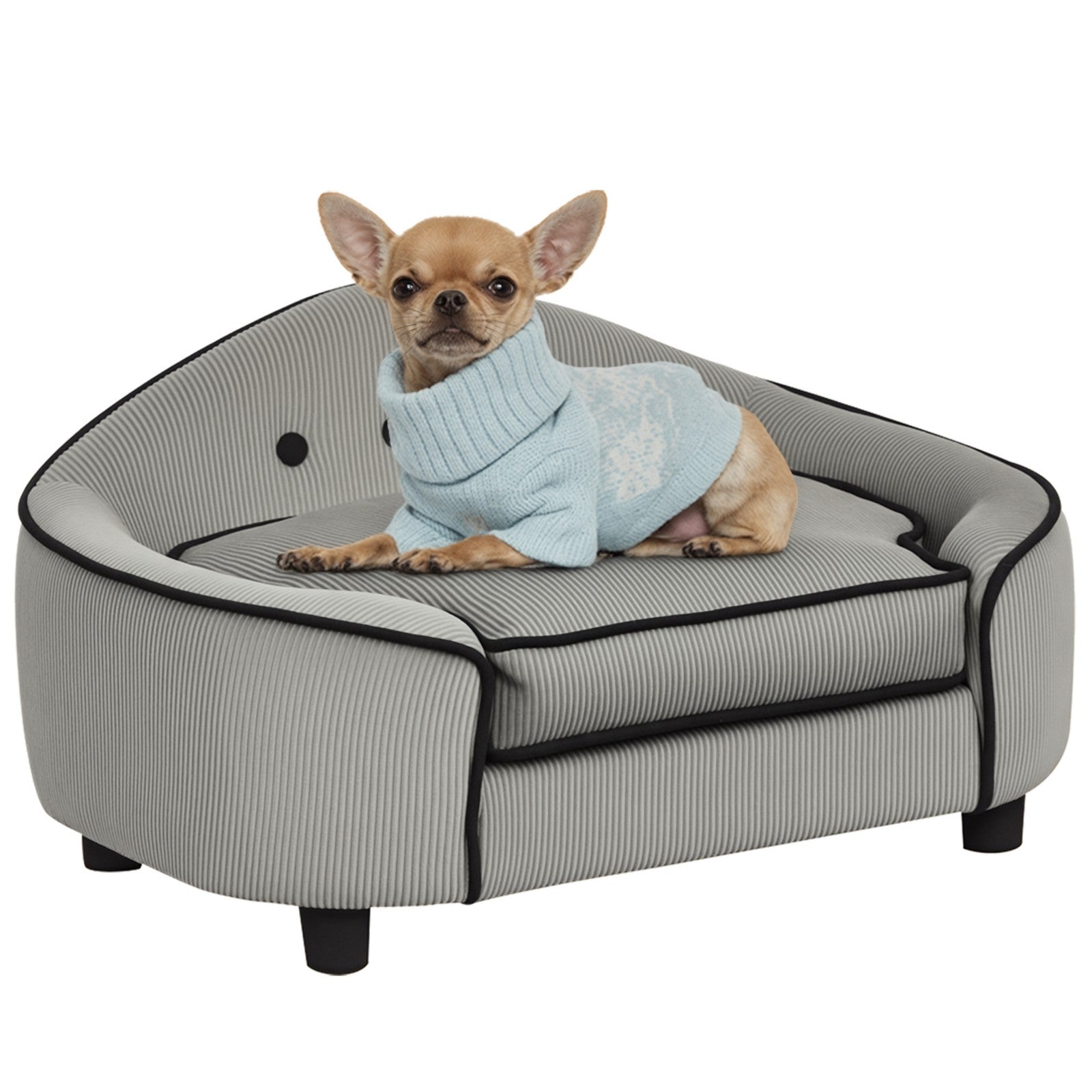 Raised Dog Sofa Bed - Soft Padded Pet Couch For Small Dogs.